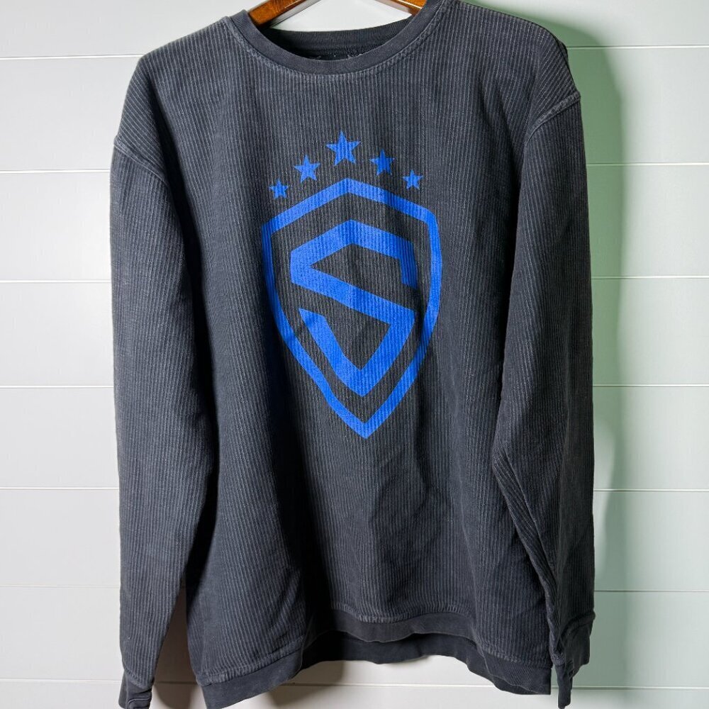 ROYCE BRAND Comfy Cord Crewneck XL Oversized Pullover 100% Cotton Black